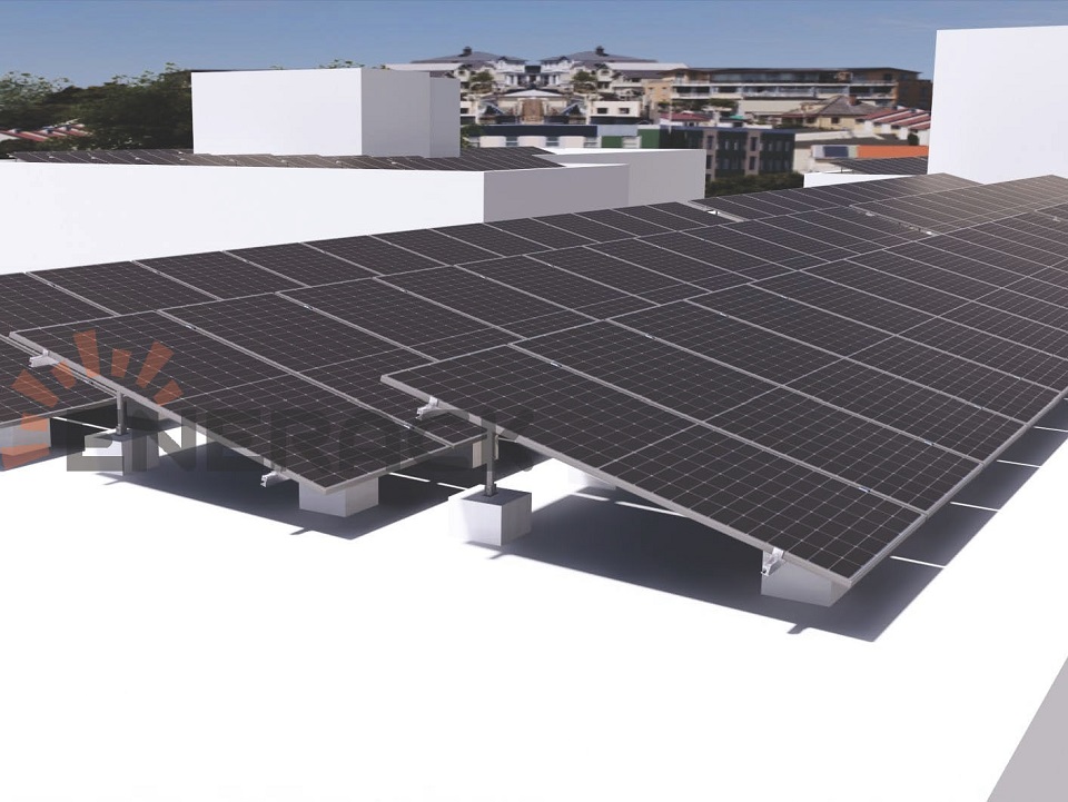 Sistema de inclinação ajustável de telhado plano de concreto 35KW na Tailândia