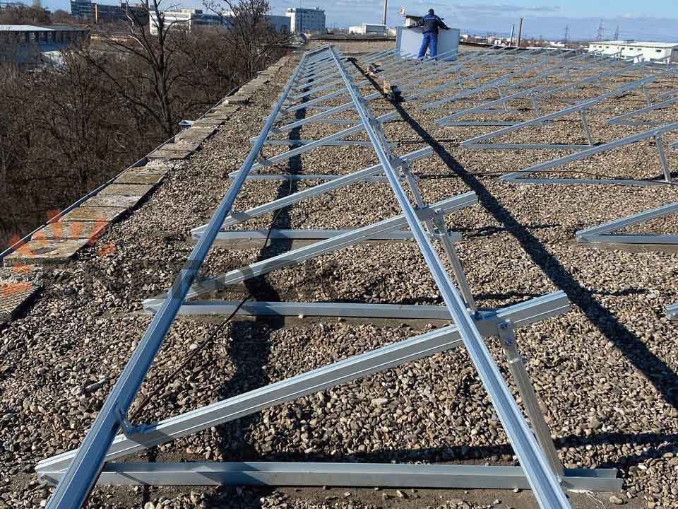 35KW sistema de tripé de telhado de concreto plano na bulgária