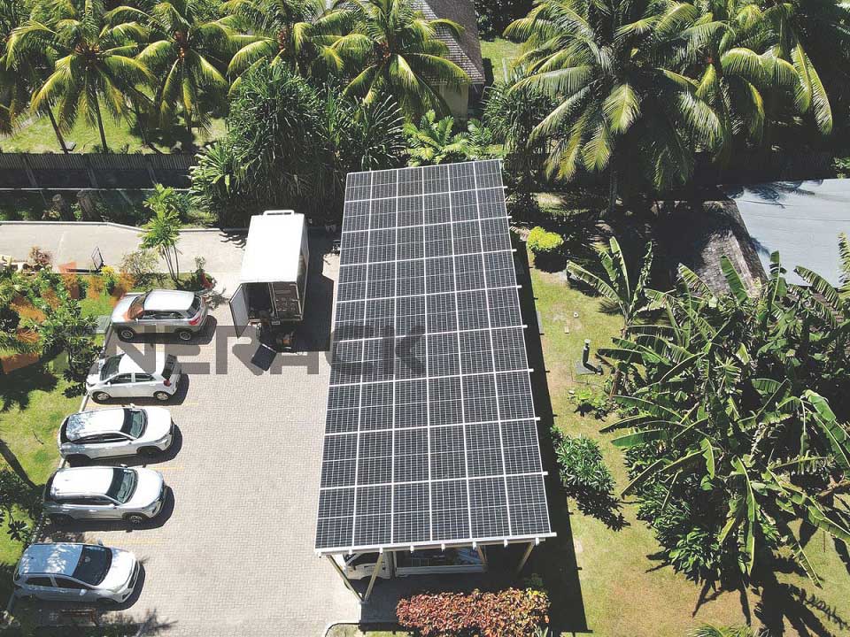 Sistema de montagem solar para garagem à prova d'água de 30 kW nas Seychelles