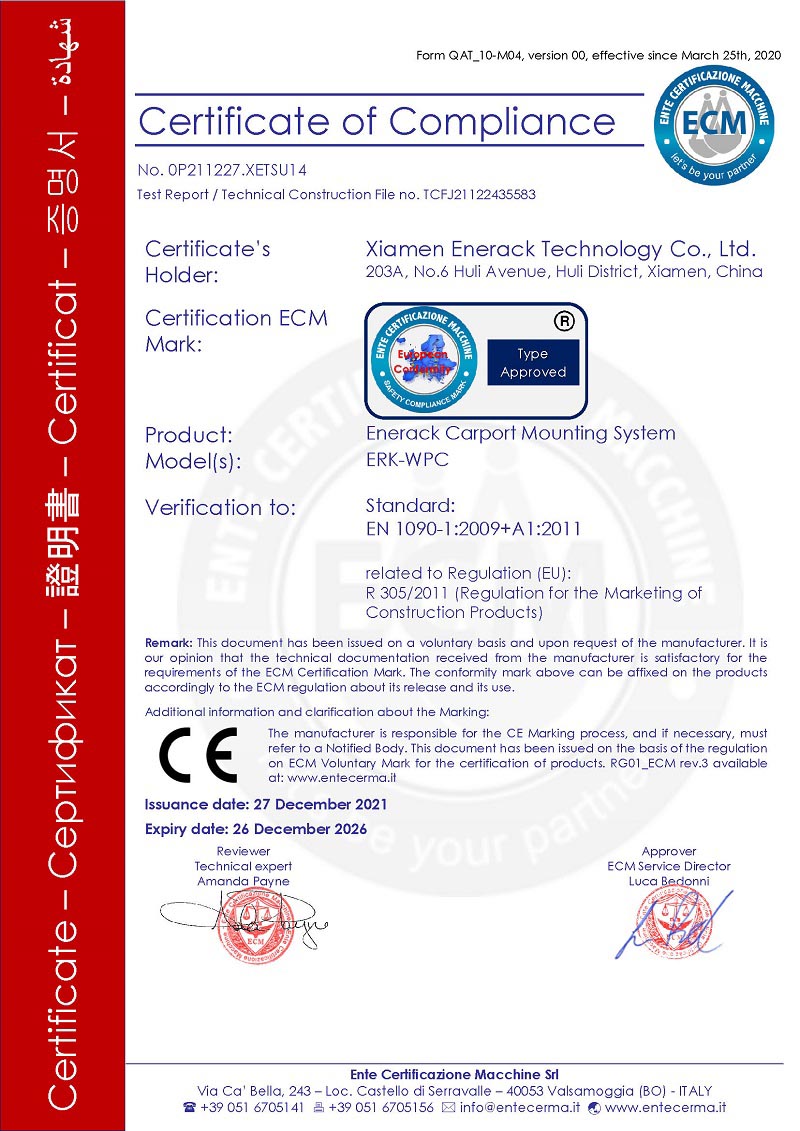 certificado CE do sistema de montagem de garagem enerack